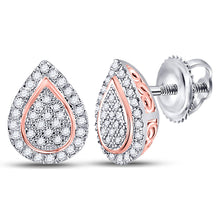  10k Two-tone Gold Womens Round Diamond Teardrop Earrings 1/5 Cttw