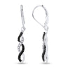 14k White Gold Womens Round Black Color Enhanced Diamond Twist Dangle Earrings 1/3 Cttw