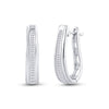 10k White Gold Womens Baguette Channel-set Diamond Hoop Earrings 1/2 Cttw