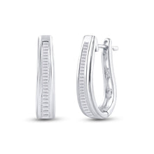 10k White Gold Womens Baguette Channel-set Diamond Hoop Earrings 1/2 Cttw