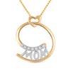 14k Yellow Gold Womens Round Diamond Mom Pendant 1/20 Cttw