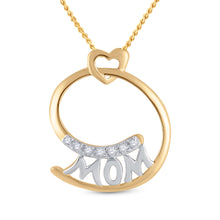  14k Yellow Gold Womens Round Diamond Mom Pendant 1/20 Cttw