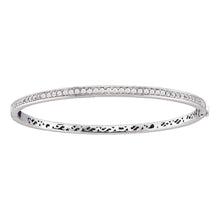  14k White Gold Womens Round Diamond Classic Single Row Bangle Bracelet 1 Cttw
