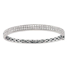  14k White Gold Womens Round Diamond Classic Double Row Bangle Bracelet 2 Cttw