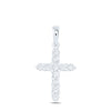 14k White Gold Womens Round Diamond Cross Religious Pendant 1/4 Cttw