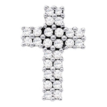  14k White Gold Womens Round Diamond Cross Pendant 1/3 Cttw