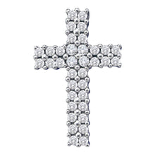  14k White Gold Womens Round Diamond Cross Pendant 1/2 Cttw