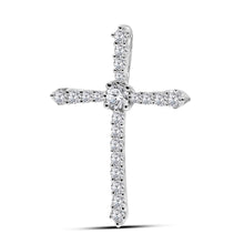  14k White Gold Womens Round Diamond Cross Pendant 1/4 Cttw