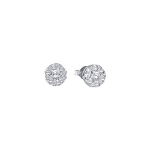  14k White Gold Womens Round Diamond Flower Cluster Stud Earrings 1/4 Cttw