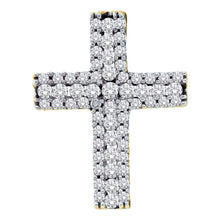  14k Yellow Gold Womens Round Diamond Cross Pendant 1/2 Cttw