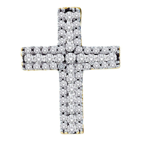 14k Yellow Gold Womens Round Diamond Cross Pendant 1/2 Cttw