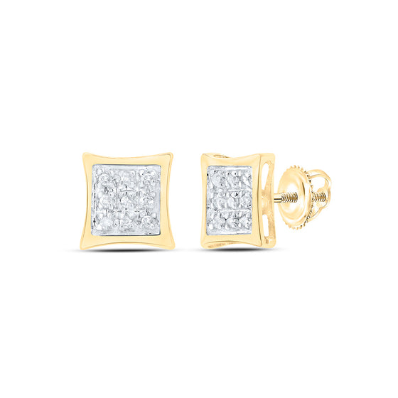 10k Yellow Gold Womens Round Diamond Kite Cluster Earrings 1/20 Cttw