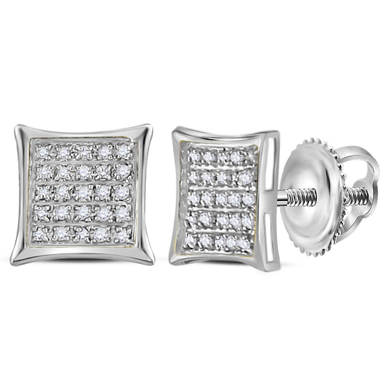 10k White Gold Womens Round Diamond Kite Square Earrings 1/6 Cttw