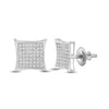 10k White Gold Womens Round Diamond Kite Square Earrings 1/3 Cttw