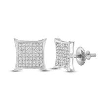  10k White Gold Womens Round Diamond Kite Square Earrings 1/3 Cttw