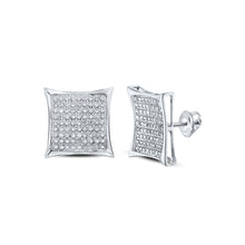  10k White Gold Womens Round Diamond Square Earrings 1/2 Cttw