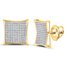  10k Yellow Gold Womens Round Diamond Kite Square Earrings 7/8 Cttw
