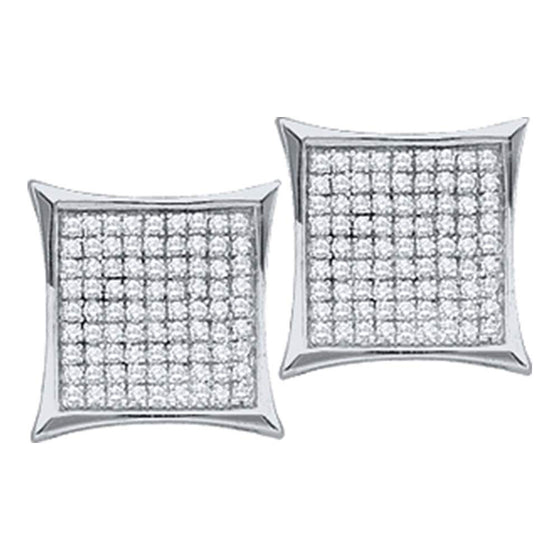 10k White Gold Womens Round Diamond Kite Cluster Earrings 7/8 Cttw