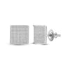 10k White Gold Womens Round Diamond Square Earrings 7/8 Cttw