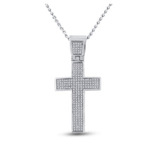  10k White Gold Mens Round Diamond Cross Charm Pendant 1/2 Cttw