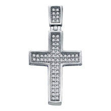  10k White Gold Womens Round Diamond Cross Pendant 1/6 Cttw