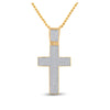 10k Yellow Gold Mens Round Diamond Cross Charm Pendant 1 Cttw