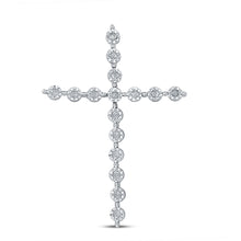  Sterling Silver Womens Round Diamond Cross Pendant 1/8 Cttw