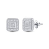 10k White Gold Womens Round Diamond Square Earrings 1/6 Cttw