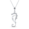 10k White Gold Womens Round Diamond Sea Horse Animal Pendant 1/20 Cttw