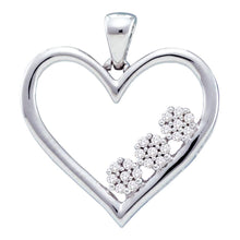  10k White Gold Womens Round Diamond Heart Pendant 1/20 Cttw