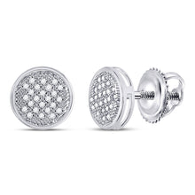  Sterling Silver Womens Round Diamond Circle Earrings 1/6 Cttw