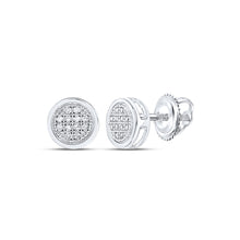  Sterling Silver Womens Round Diamond Circle Cluster Earrings 1/20 Cttw