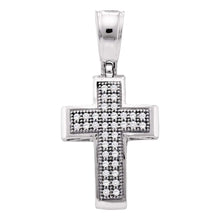  10k White Gold Womens Round Diamond Small Cross Pendant 1/10 Cttw