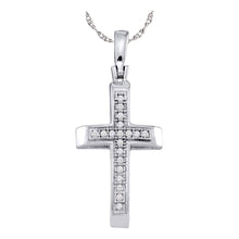  Sterling Silver Womens Round Diamond Cross Pendant 1/20 Cttw