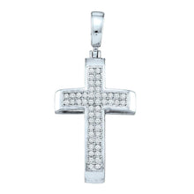  Sterling Silver Womens Round Pave-set Diamond Cross Pendant 1/6 Cttw