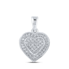  Sterling Silver Womens Round Diamond Heart Pendant 1/6 Cttw