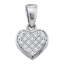  Sterling Silver Womens Round Diamond Small Heart Cluster Pendant 1/20 Cttw