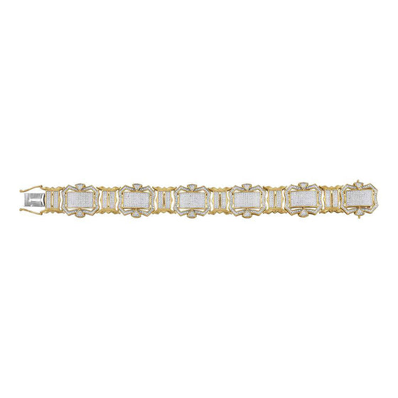 10k Yellow Gold Mens Round Diamond Big Look Fashion Bracelet 3-1/5 Cttw