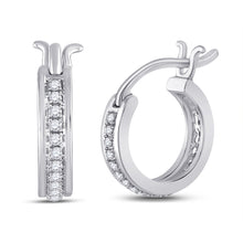  10k White Gold Womens Round Diamond Hoop Earrings 1/6 Cttw