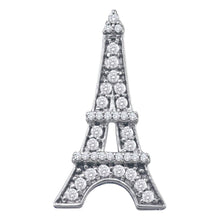  10k White Gold Womens Round Diamond Eiffel Tower Fashion Pendant 1/3 Cttw