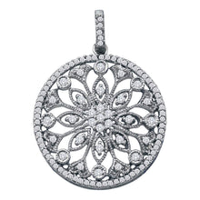  10k White Gold Womens Round Diamond Antique-style Circle Pendant 1/2 Cttw