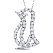  10k White Gold Womens Round Diamond Penguin Bird Animal Pendant 1/6 Cttw