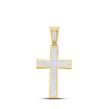  10k Yellow Gold Mens Round Diamond Cross Charm Pendant 1/2 Cttw