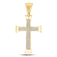  10k Yellow Gold Mens Round Diamond Cross Charm Pendant 1 Cttw