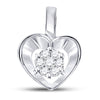 10k White Gold Womens Round Diamond Small Heart Cluster Pendant 1/12 Cttw