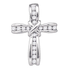 10k White Gold Womens Round Diamond Bound Cross Pendant 1/5 Cttw