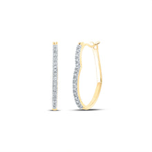  10k Yellow Gold Womens Round Diamond Heart Hoop Earrings 1/8 Cttw