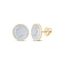  Yellow-tone Sterling Silver Round Diamond Circle Earrings 1/2 Cttw