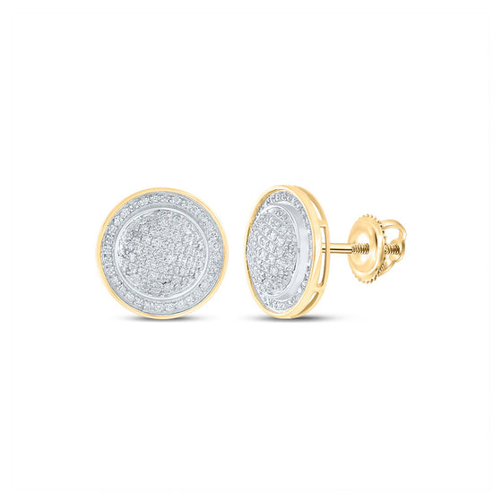 Yellow-tone Sterling Silver Round Diamond Circle Earrings 1/2 Cttw