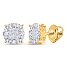  14k Yellow Gold Womens Princess Diamond Fashion Cluster Earrings 1/2 Cttw